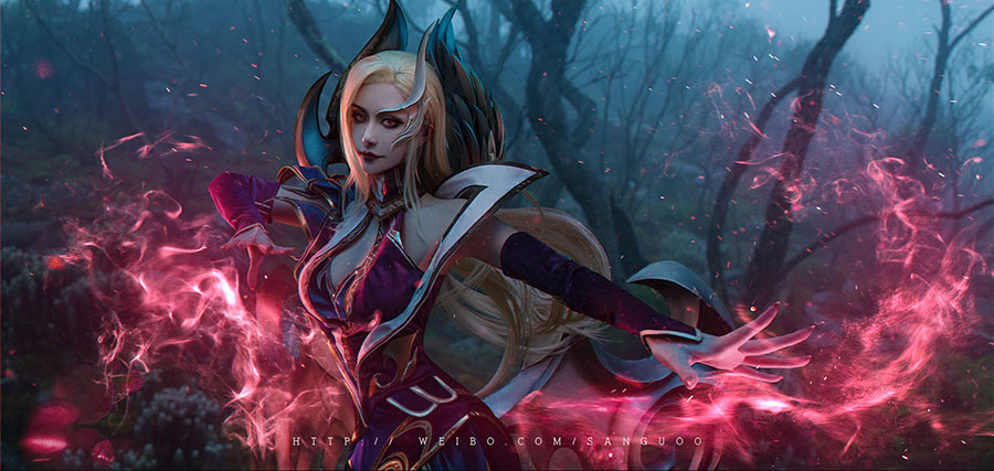 沧霁桔梗《英雄联盟》Cosplay至尊魔女莫甘娜图片作品鉴赏