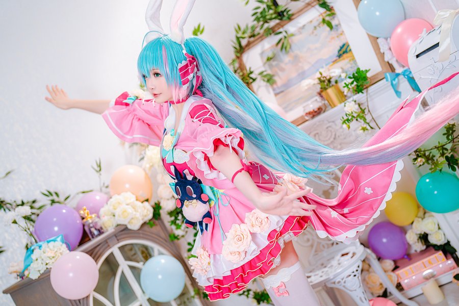星之迟迟cos情人节梦梦 粉色系少女写真