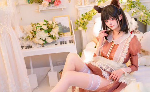 coser椒盐海豹舒舒子cos：这猫耳女仆可爱的有点过分呢