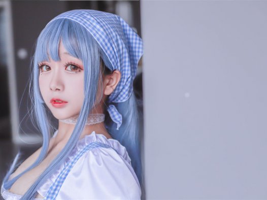 日奈娇：COS写真《蓝色女仆》童颜御姐